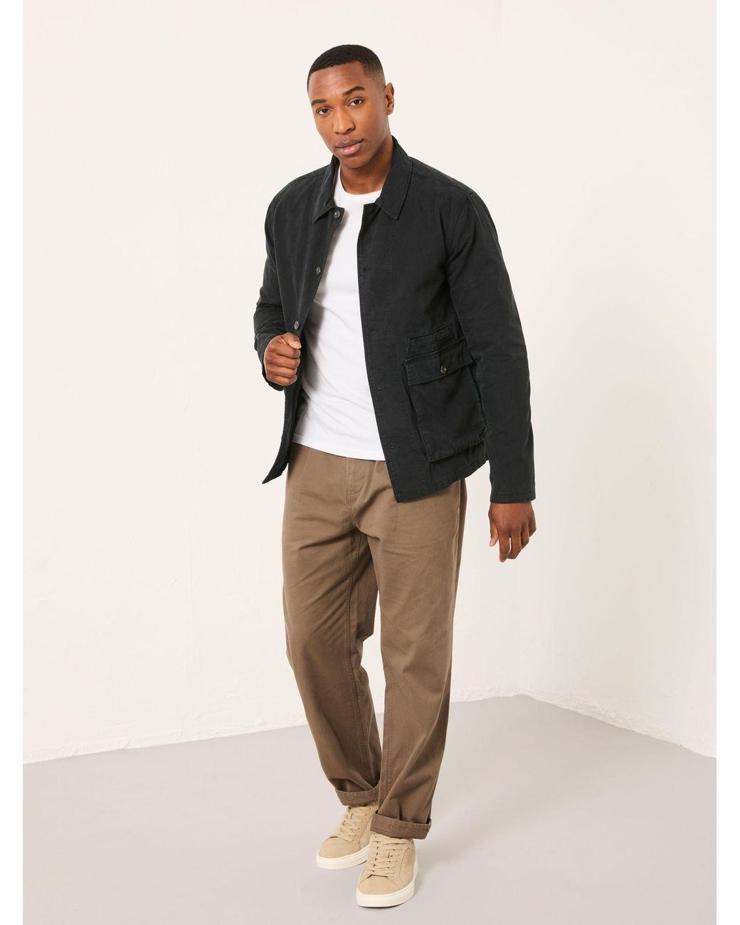 FatFace Black Garment Dye Worker Cotton Jacket for men