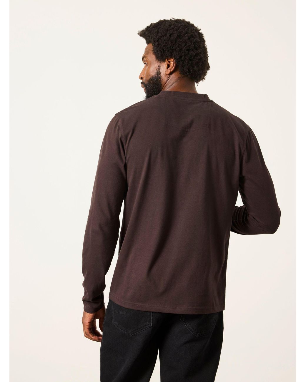 FatFace Green Fatface 3 Pack Khaki/Natural/ Long Sleeve Henley T-Shirt for men