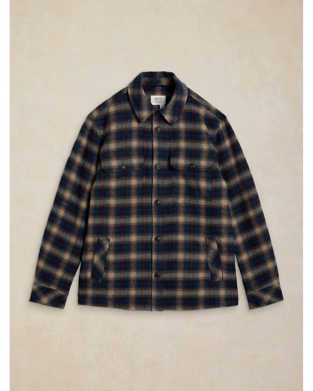 White Stuff Blue Hetton Check Borg Lined Jacket for men