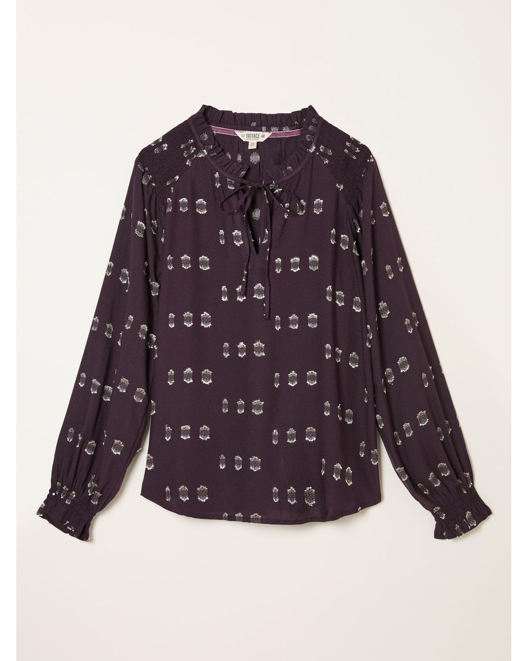FatFace Red Lucy Metallic Blouse