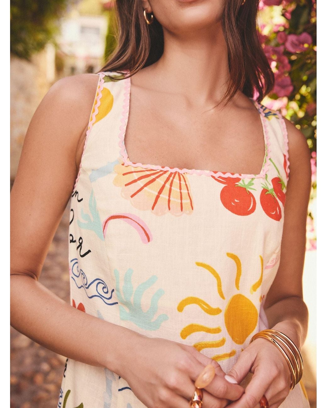 Next Multicolor Square Neck Mini Shift Dress