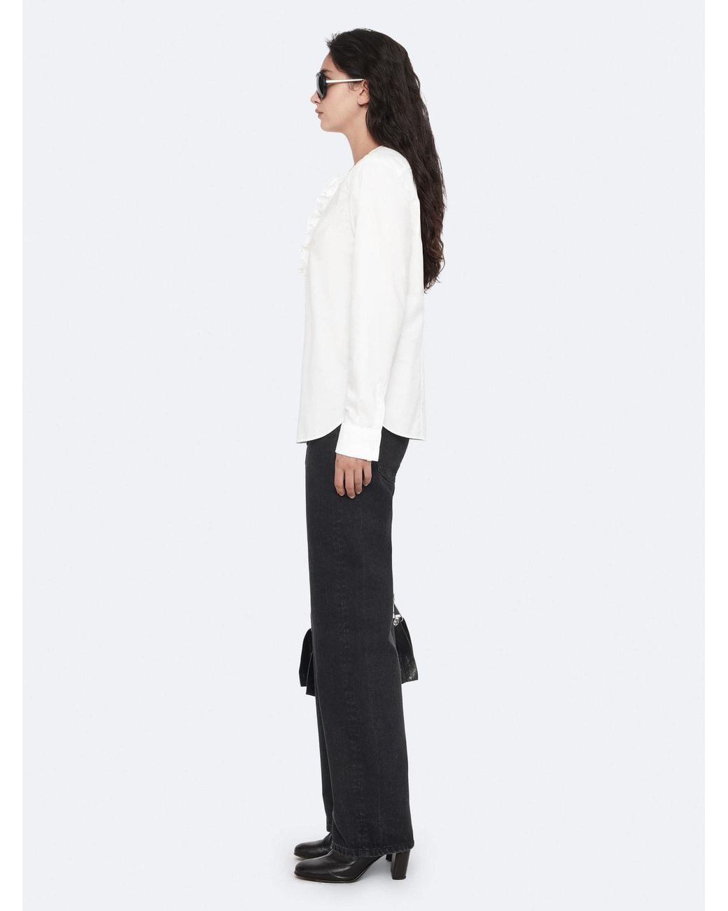 AllSaints White Allsaints Amara Ruffle Blouse