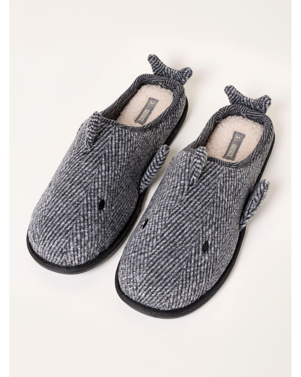 FatFace Gray Fatface Novelty Shark Mule Slipper for men