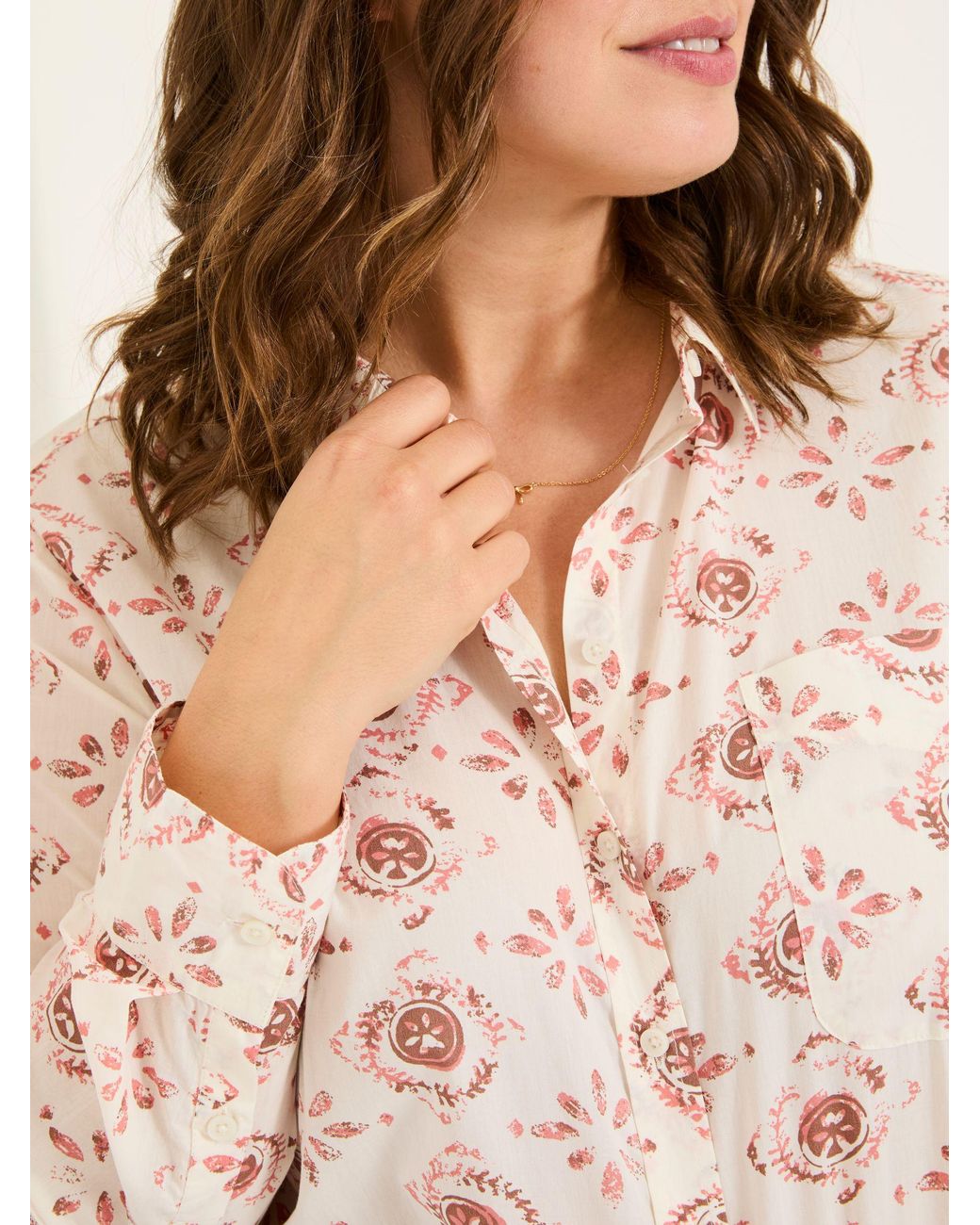 FatFace Natural Olivia 100% Cotton Long Sleeve Shirt