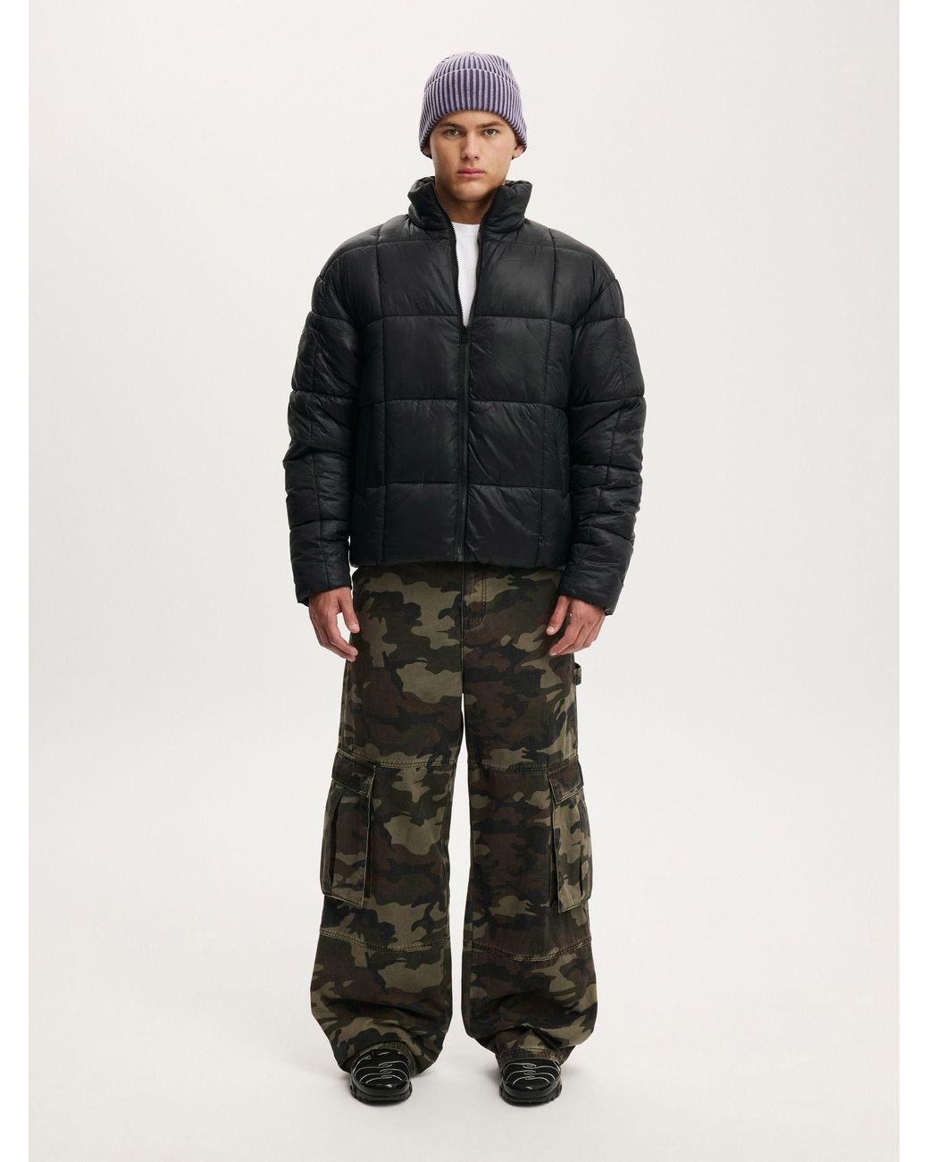 Cotton On Black Puffer Jacket for men