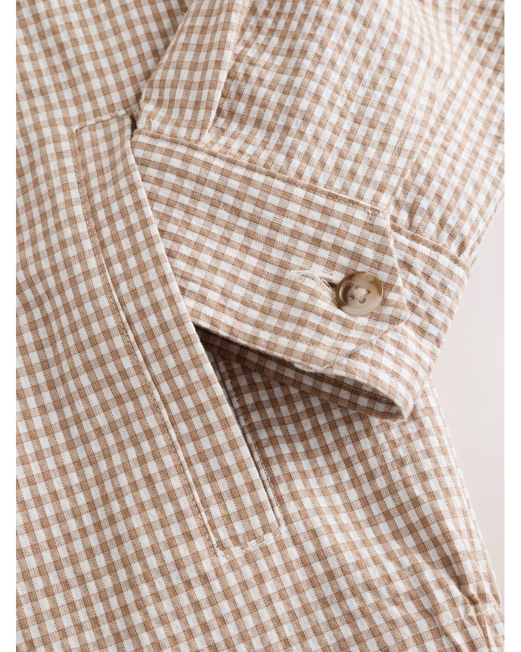 Next Natural Textured Gingham Zip Through Jacket for men