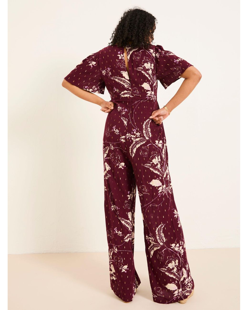FatFace Brown Azalea Floral Print Jumpsuit