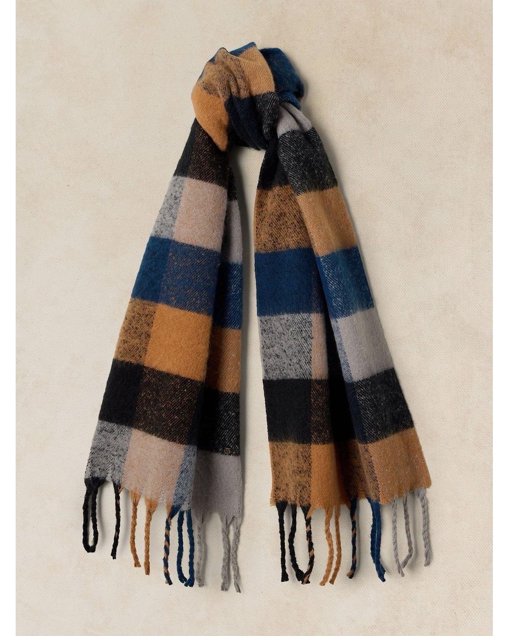 Knit Stuff White Stuff Samuel Brushed Check Scarf in Blue for Men | Lyst