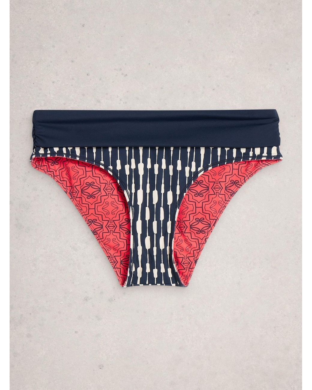 White Stuff Blue Reversible Fold Down Bikini Bottoms