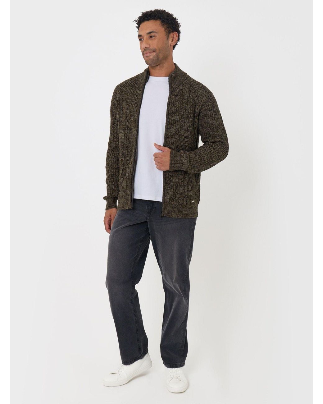 Threadbare Brown Full-Zip Cardigan for men