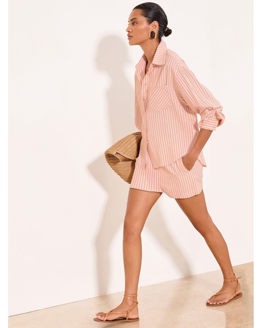Lipsy Pink Striped Button Down Shirt