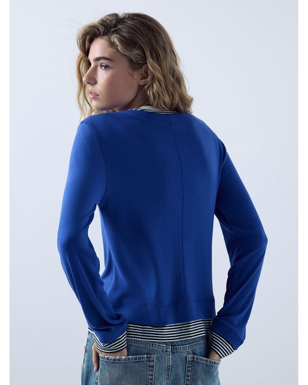 Next Blue Cobalt Button Down Long Sleeve Layer Henley
