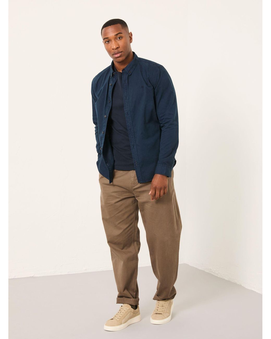 FatFace Blue Marlow Long Sleeve Plain Shirt for men