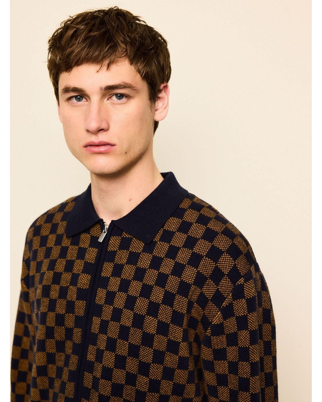 Next Multicolor Regular Fit Geo Pattern Zip-Through Collared Cardigan for men