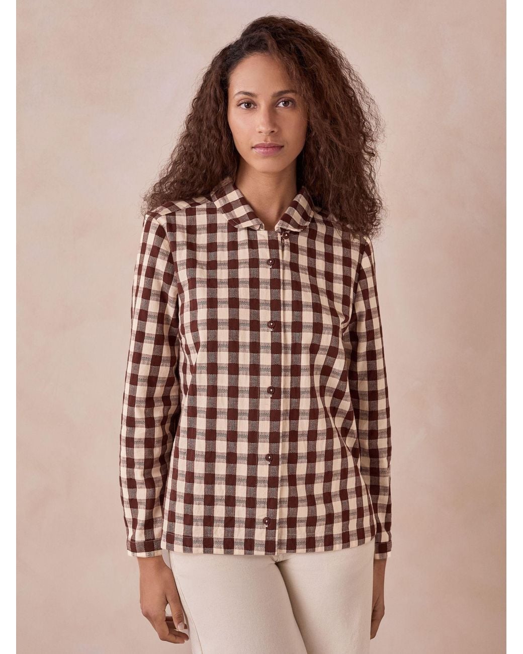 Celtic & Co. Brown Gingham Button Through Shirt