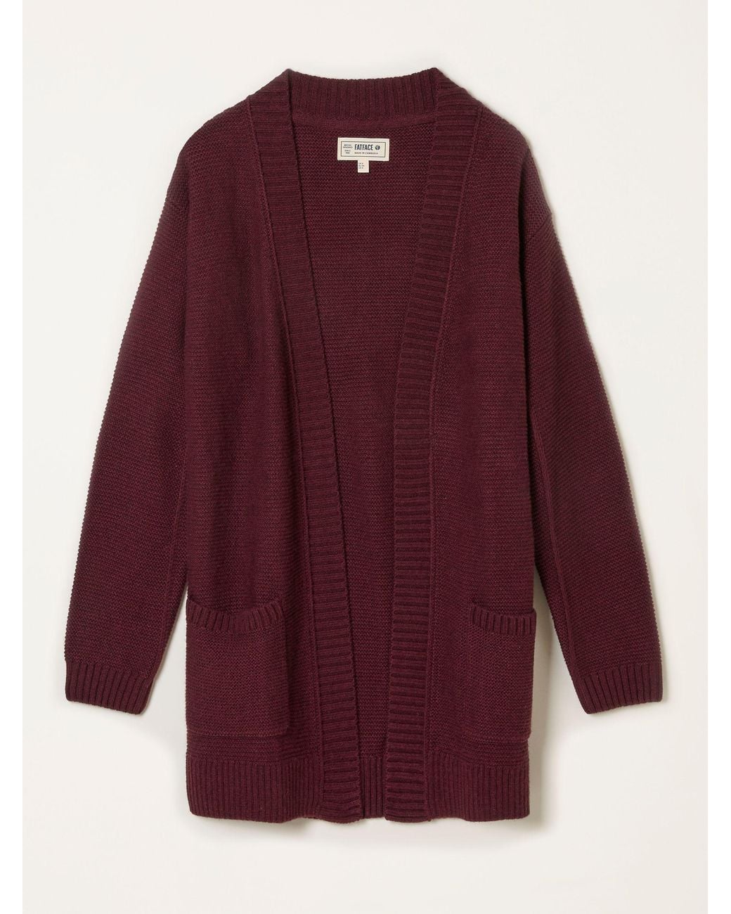 FatFace Red Harriet Longline Knitted Cardigan