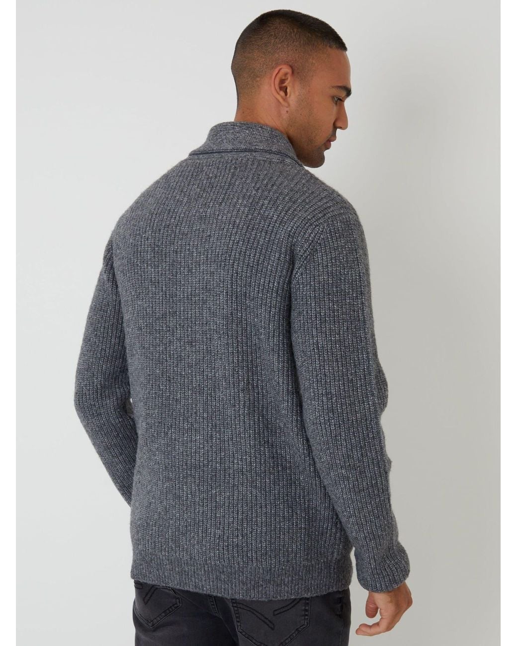 Threadbare Gray Shawl Cardigan for men