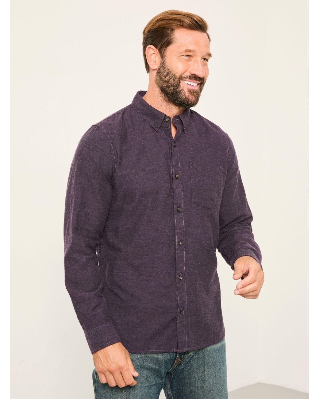FatFace Purple Oxlow Long Sleeve Plain Shirt for men