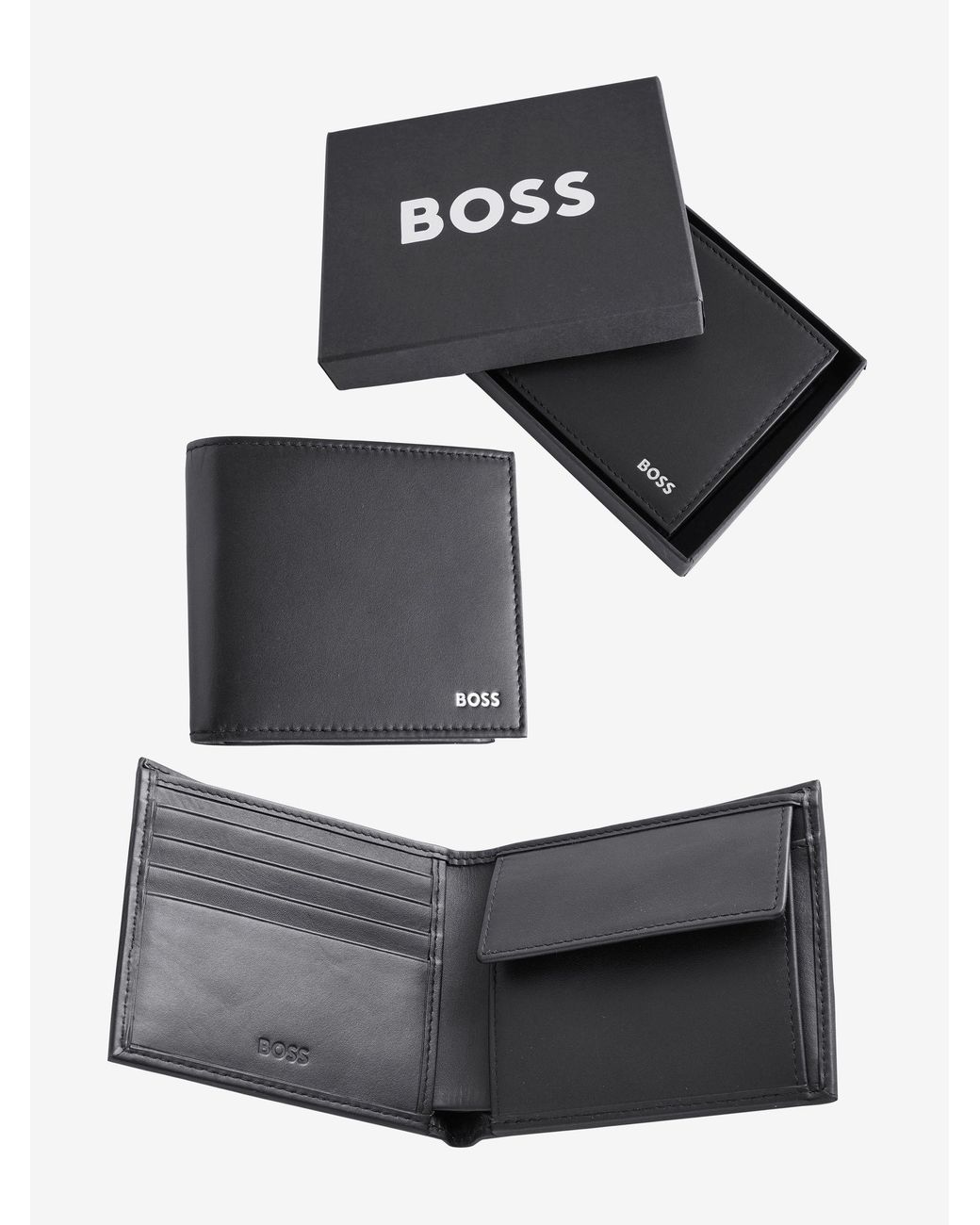 BOSS Randy Signature Logo Billfold Wallet in Grey for Men | Lyst Australia