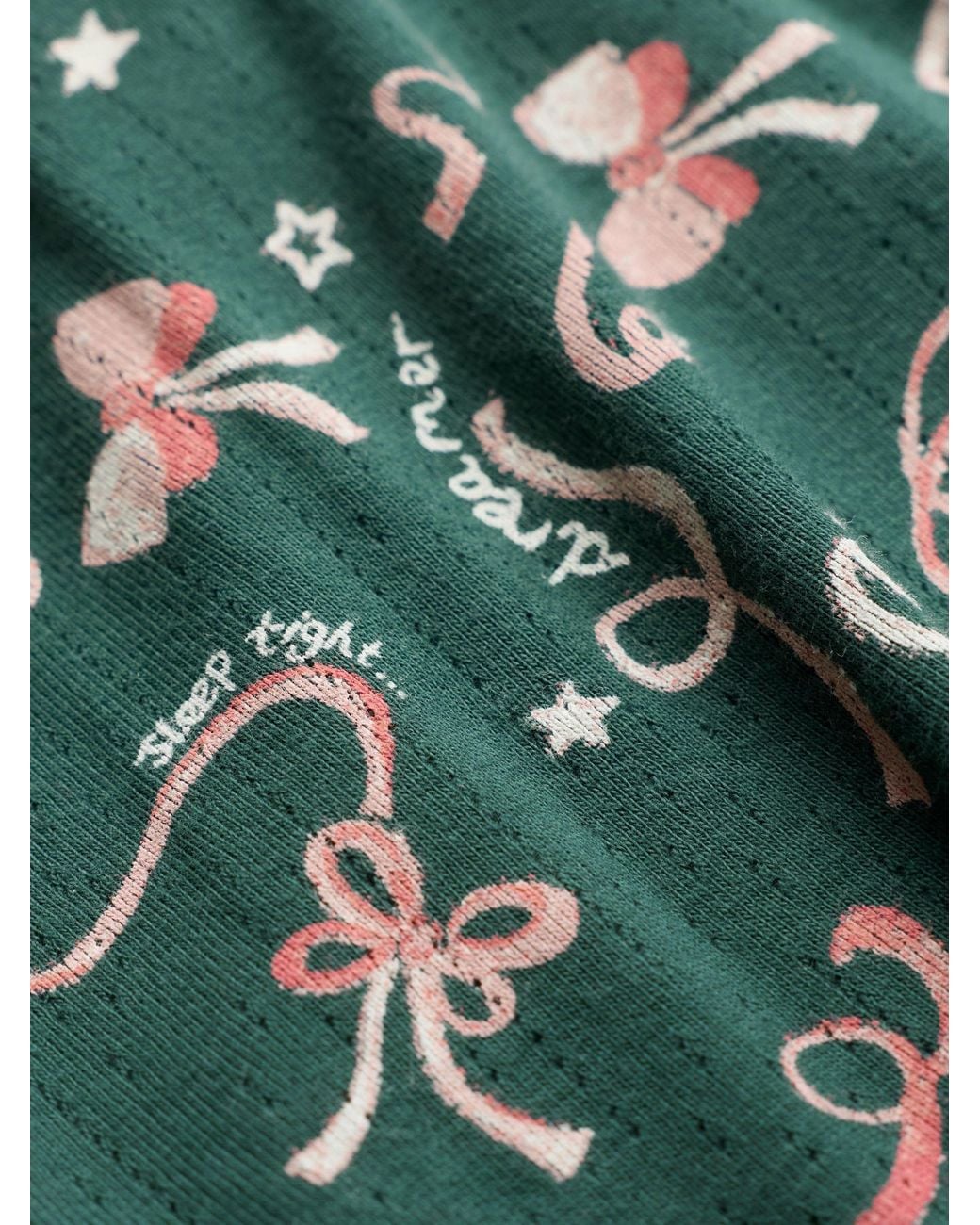 FatFace Green Bow Print Pyjama Set