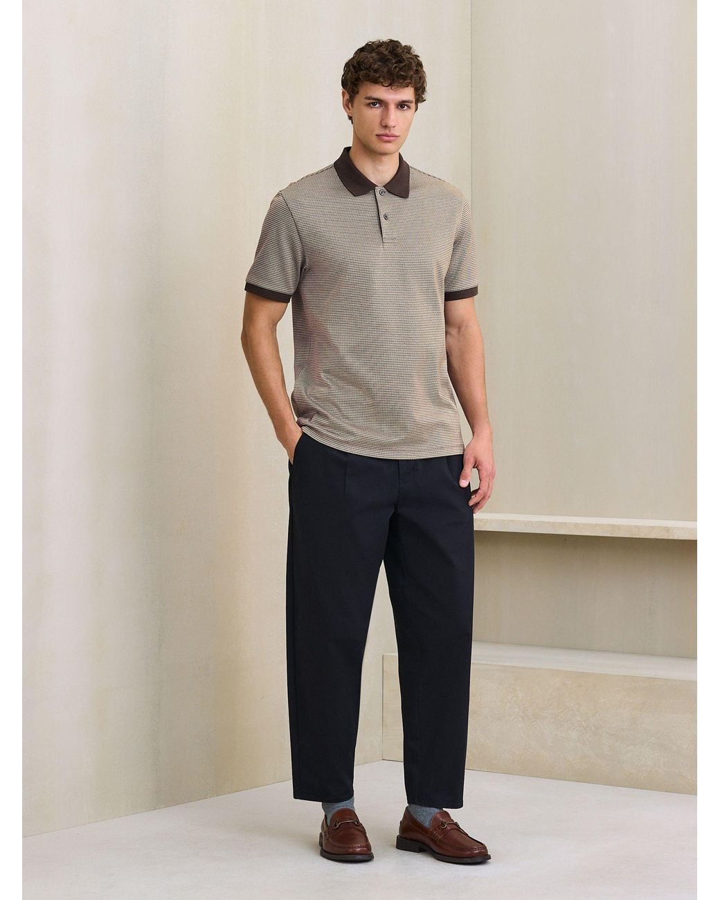 Next Gray Pattern Polo Shirt for men