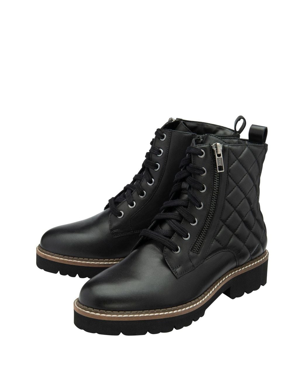 Lotus Black Quilted Ankle Boots