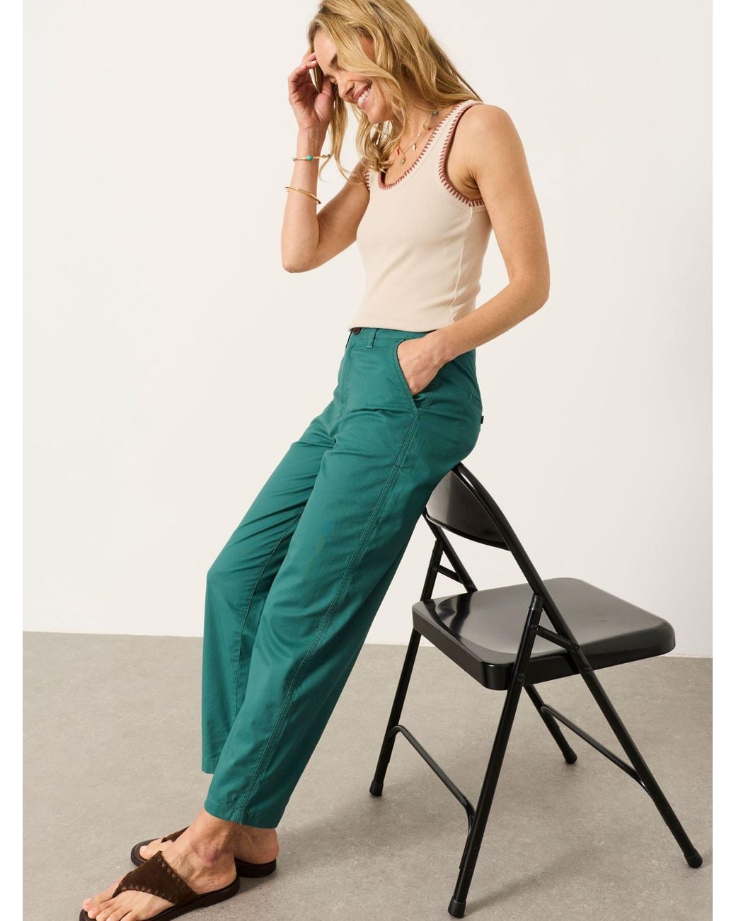 FatFace Green Blazey Tapered Chino Trousers