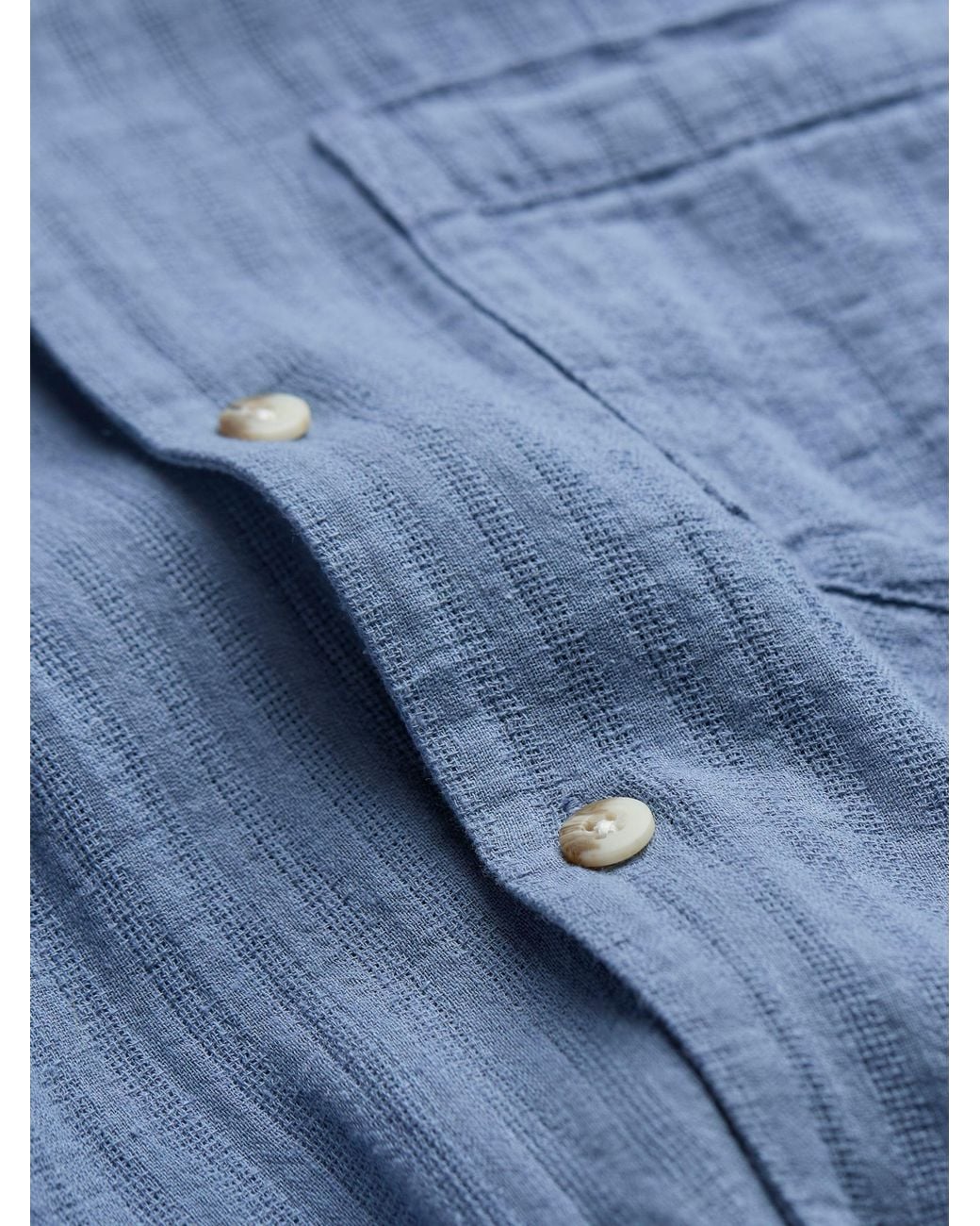 FatFace Blue Bugle Short Sleeve Linen Cotton Shirt for men