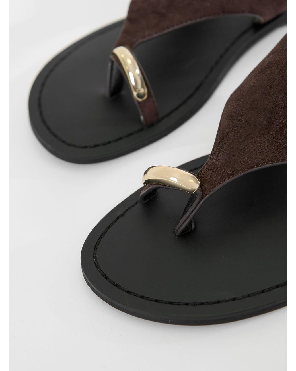 Threadbare White T-Strap Toe Loop Sandals