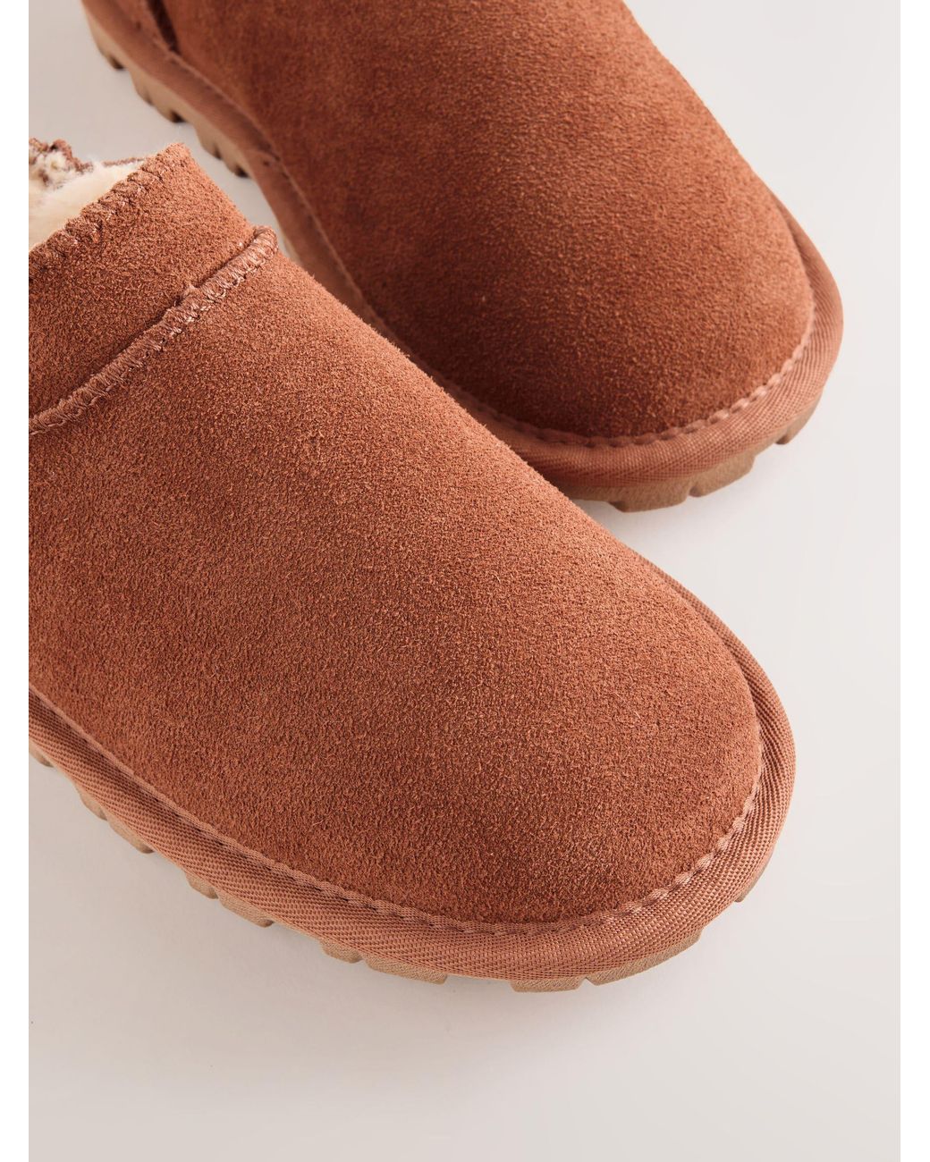 Next White Tan/ Chestnut Suede Mini Boot Slippers