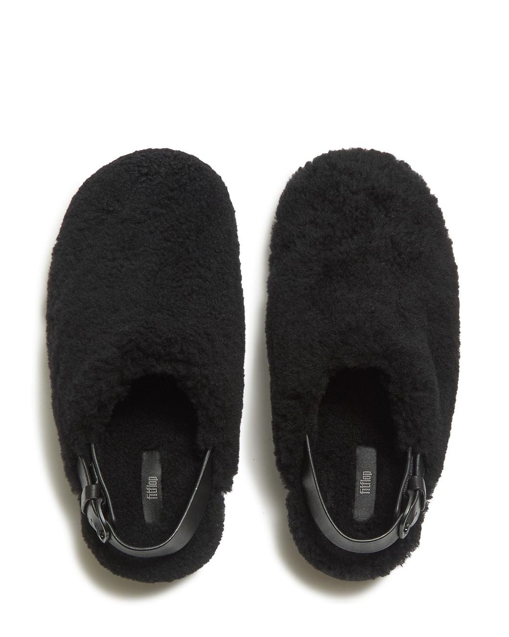 Fitflop Black Gen-Ff Shearling Back-Strap Mules