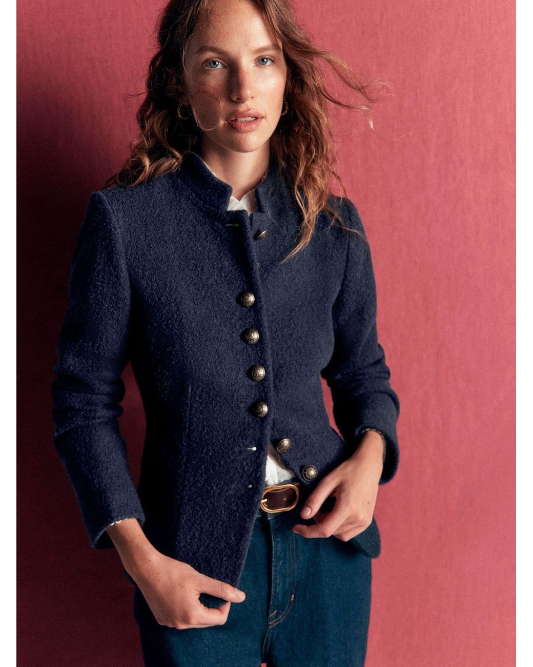 Boden Blue Hereford Boiled Wool Jacket