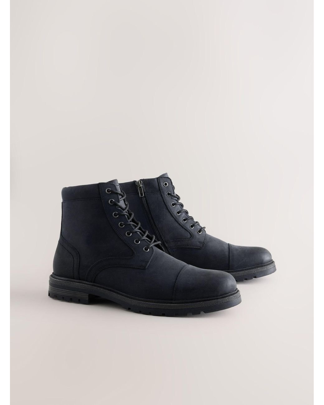 Next Blue Leather Toecap Boots for men