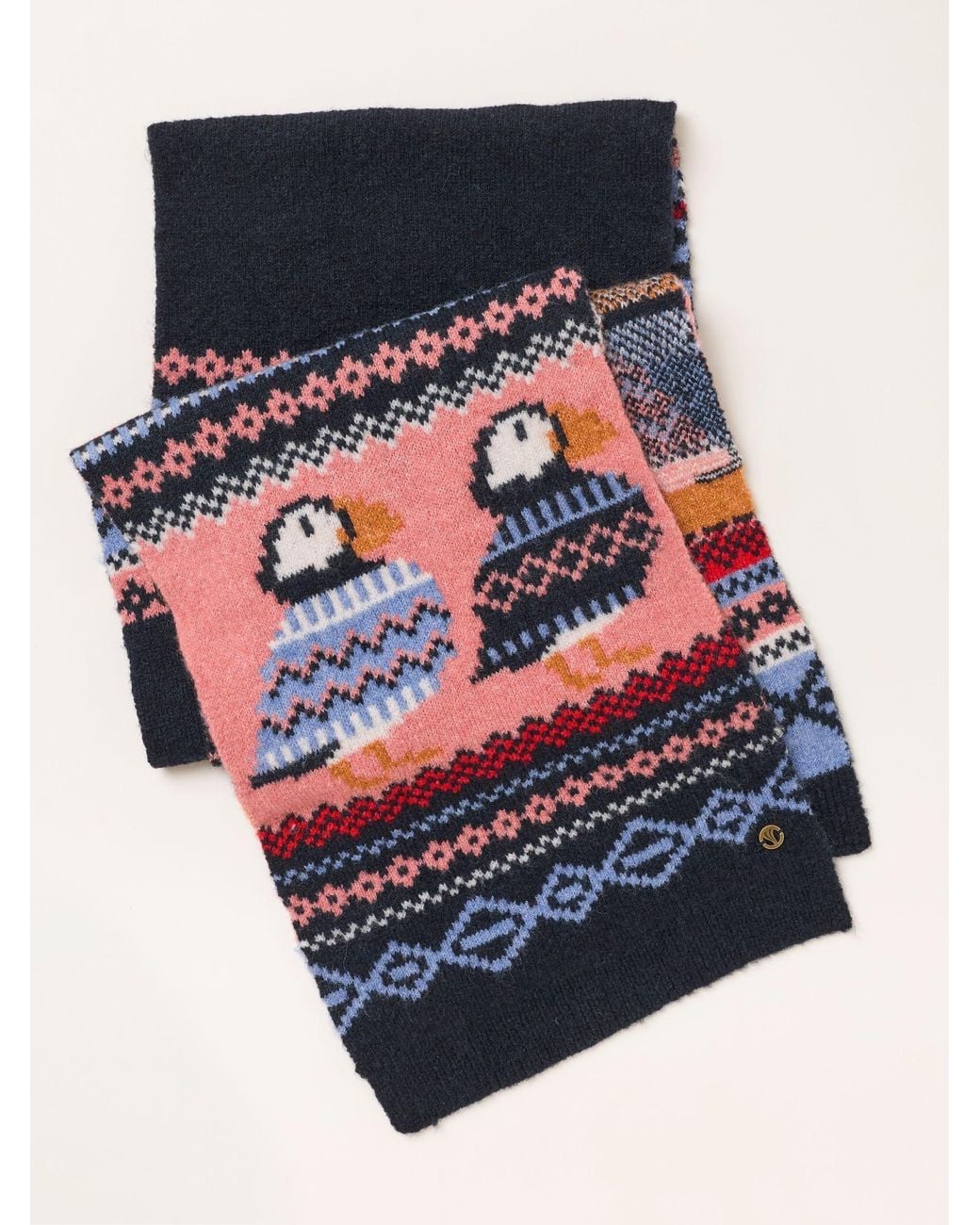 FatFace Blue Fatface Puffin Scarf