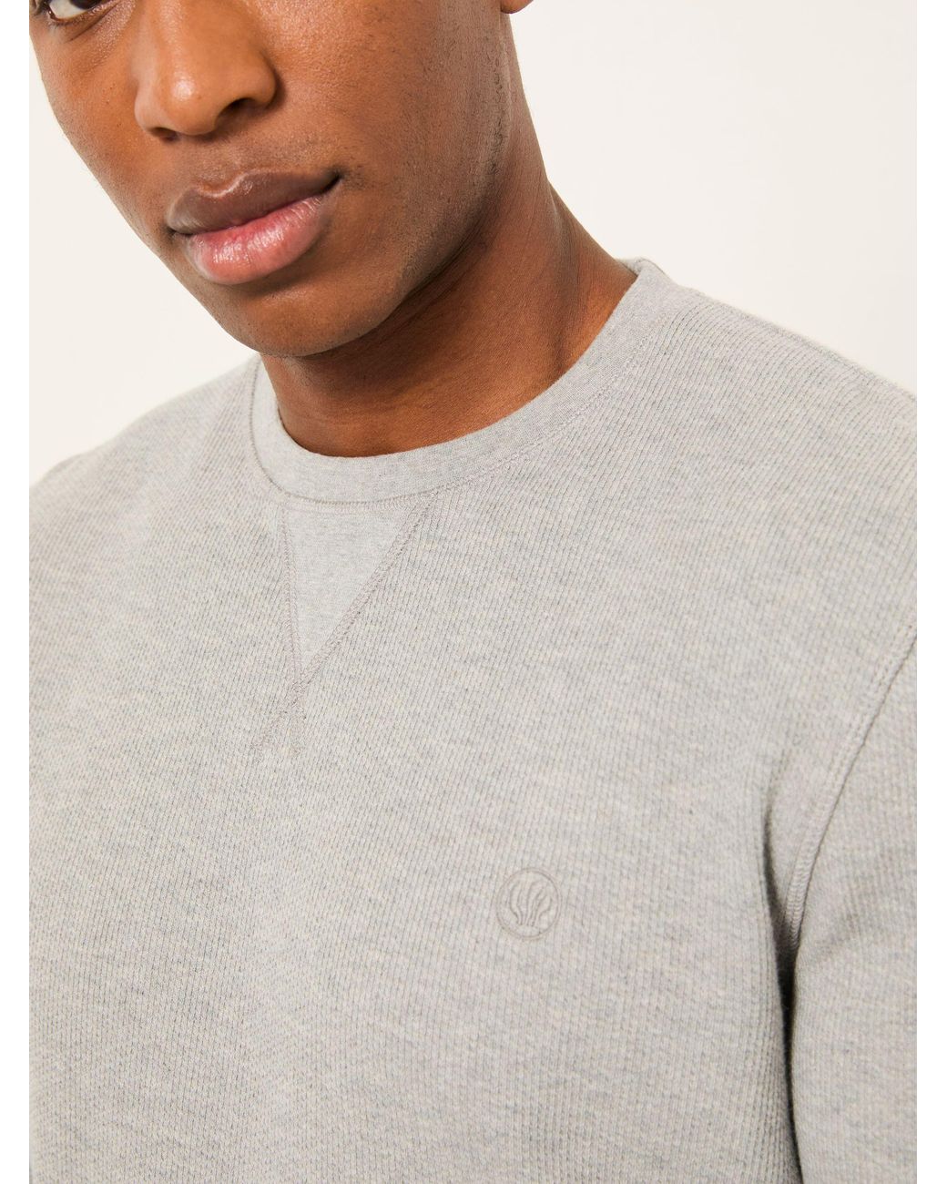 FatFace Gray Waffle Crew Neck Pyjama Top for men