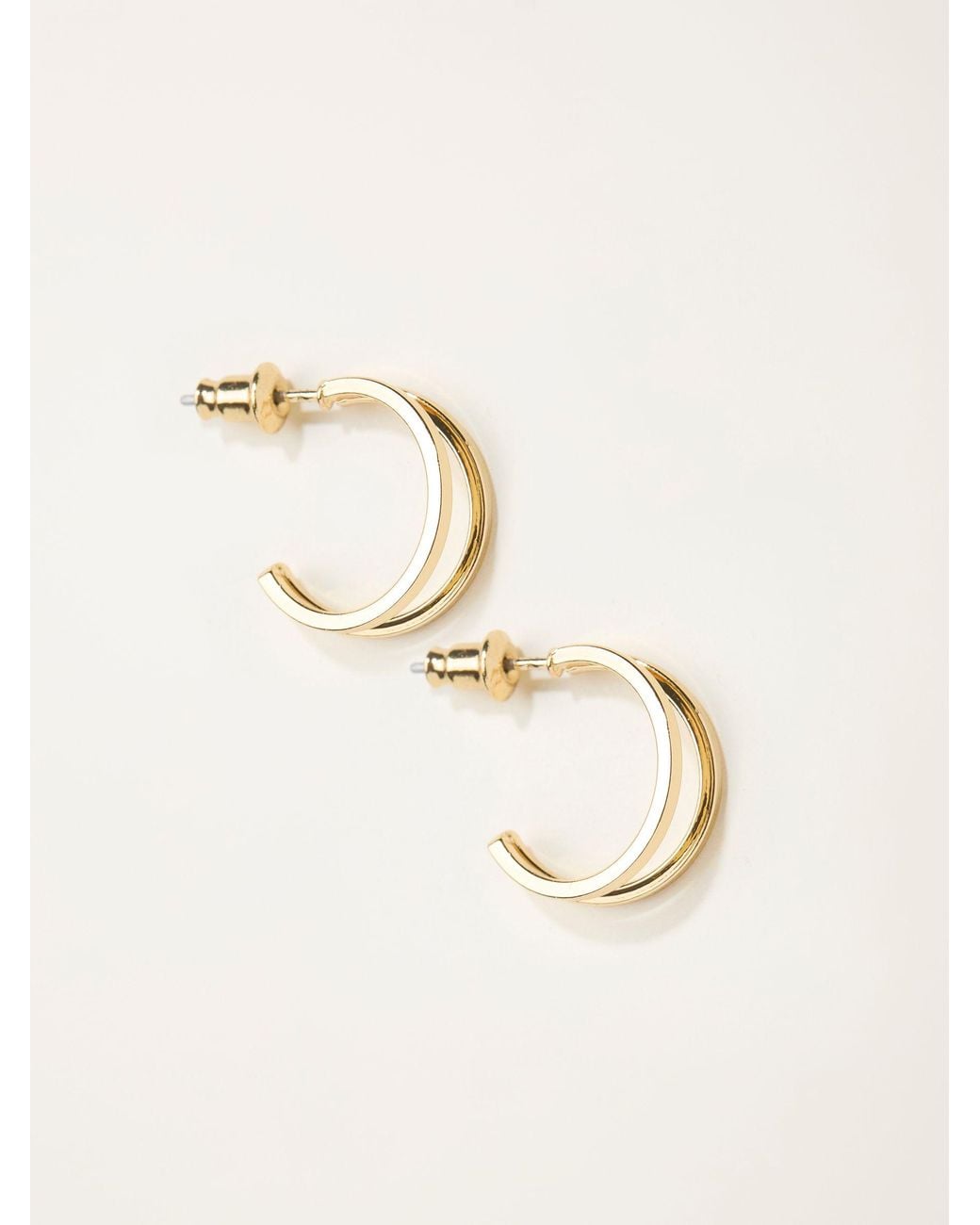 FatFace Natural Double Hoop Earrings