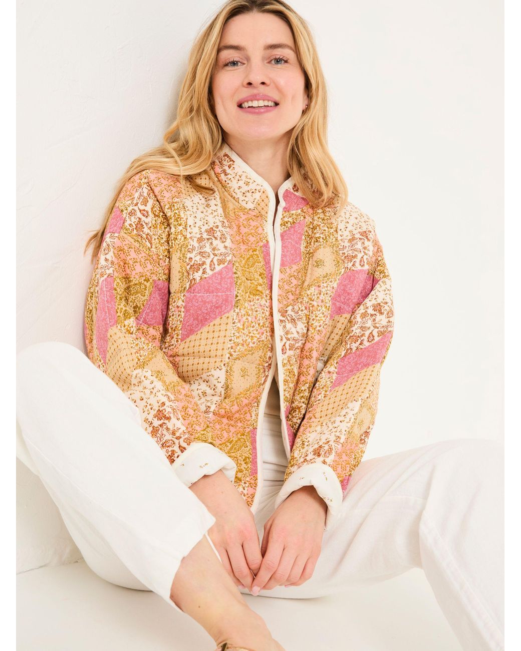 FatFace Orange Evie Quilted Patchwork Jacket
