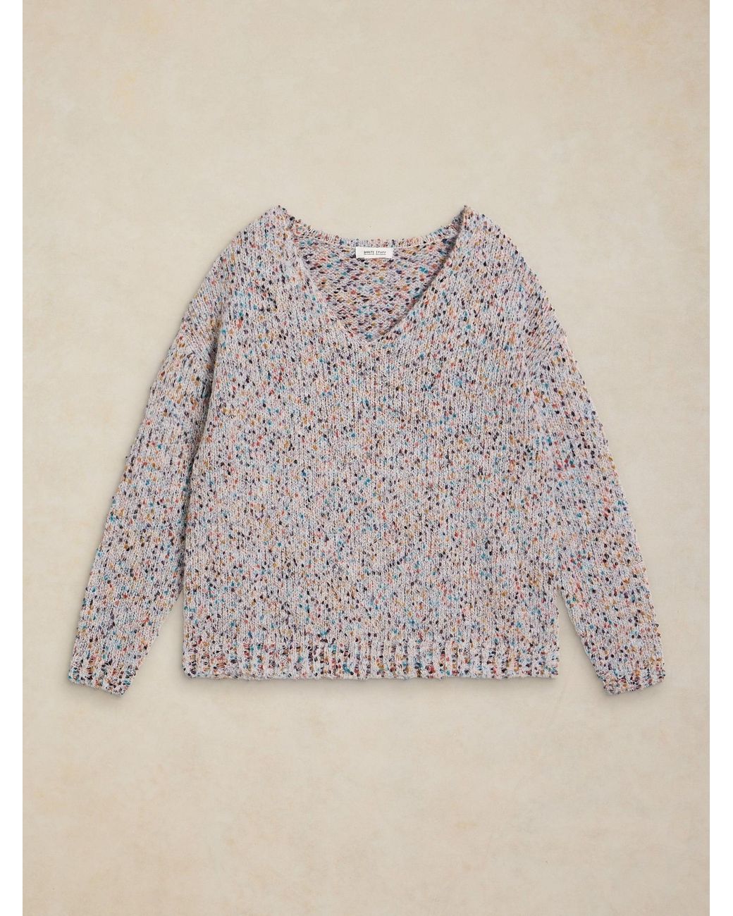 White Stuff Gray Texture V-Neck Jumper