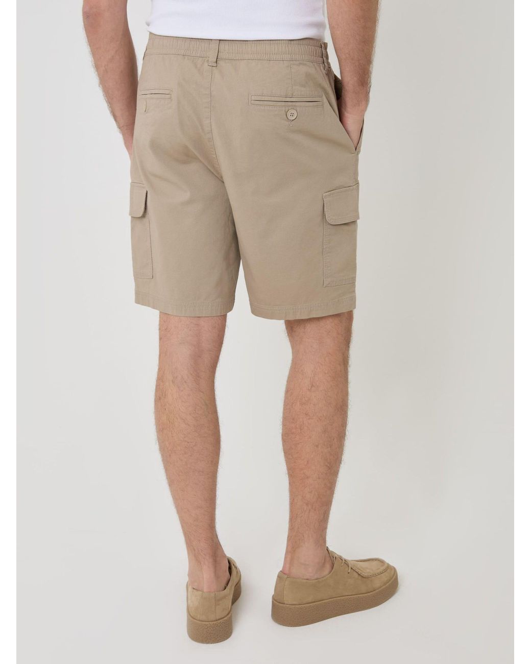 Threadbare Natural Regular Fit Textured Cargo Shorts for men