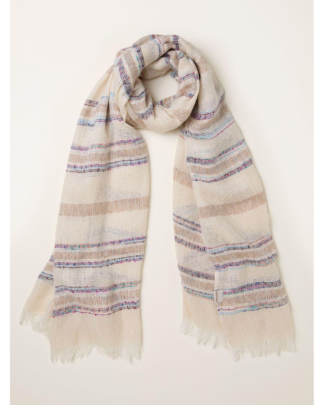 FatFace Natural Fatface Stripe Festival Scarf