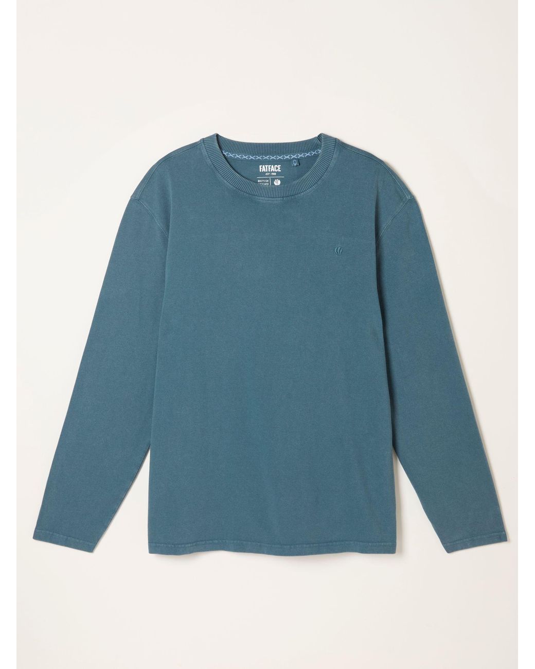 FatFace Blue Alton Long Sleeve Heavyweight Relaxed Fit T-Shirt for men