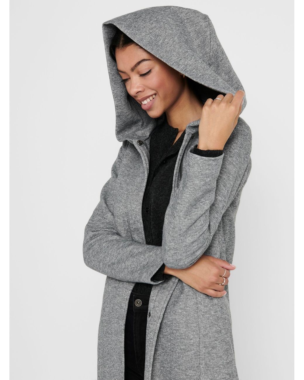 ONLY Gray Hooded Smart Coat