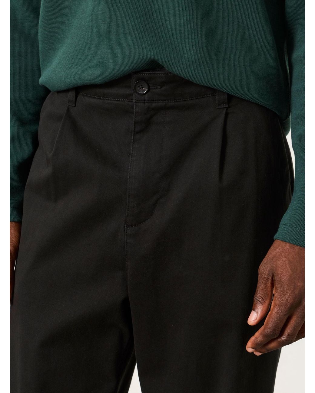 FatFace Black Perth Pleat Front Chinos for men