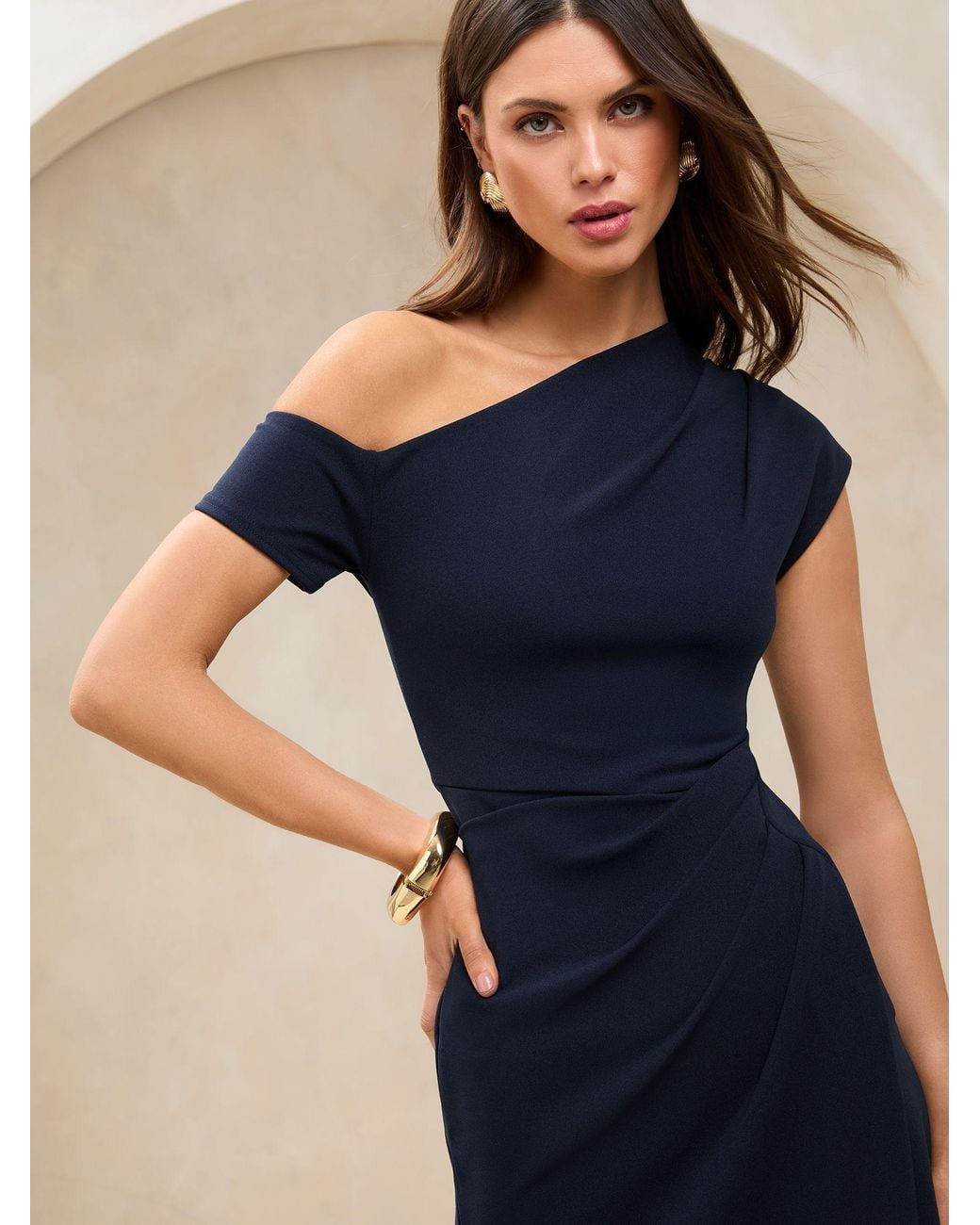 Lipsy Blue Off-Shoulder-Midikleid Mit Geraffter Taille