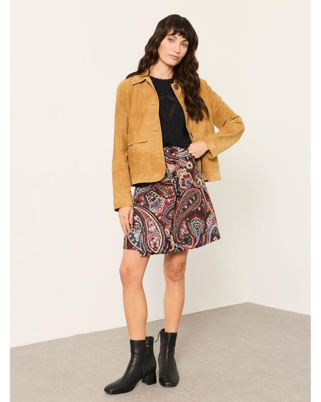 FatFace Black Ziva Jacquard Skirt