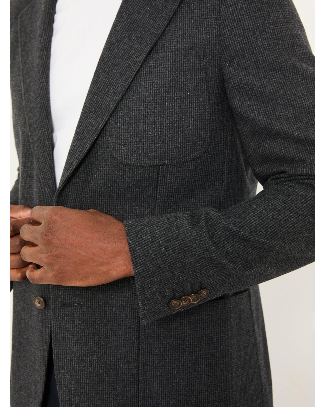 FatFace Black Witley Wool Micro Check Blazer for men