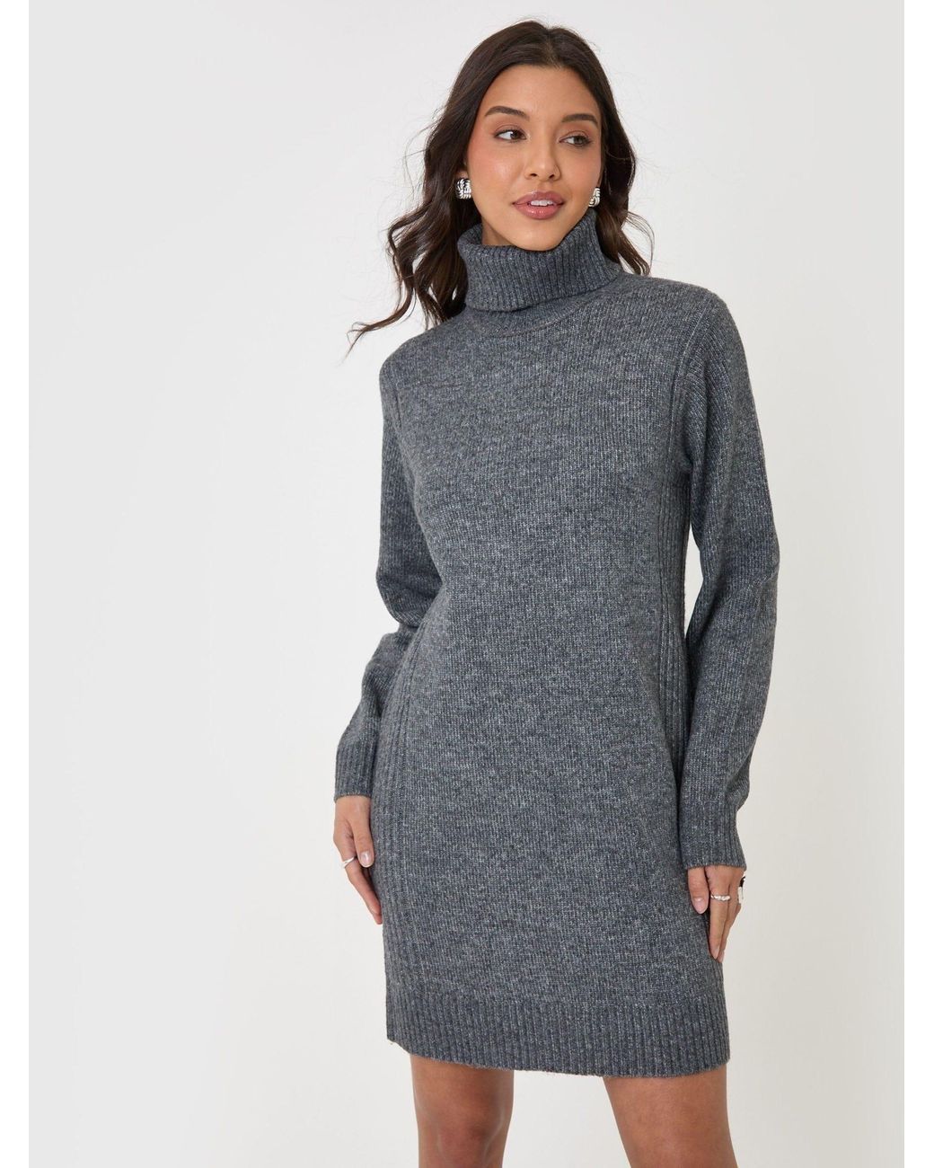 Threadbare Gray Turtle Neck Mini Jumper Dress