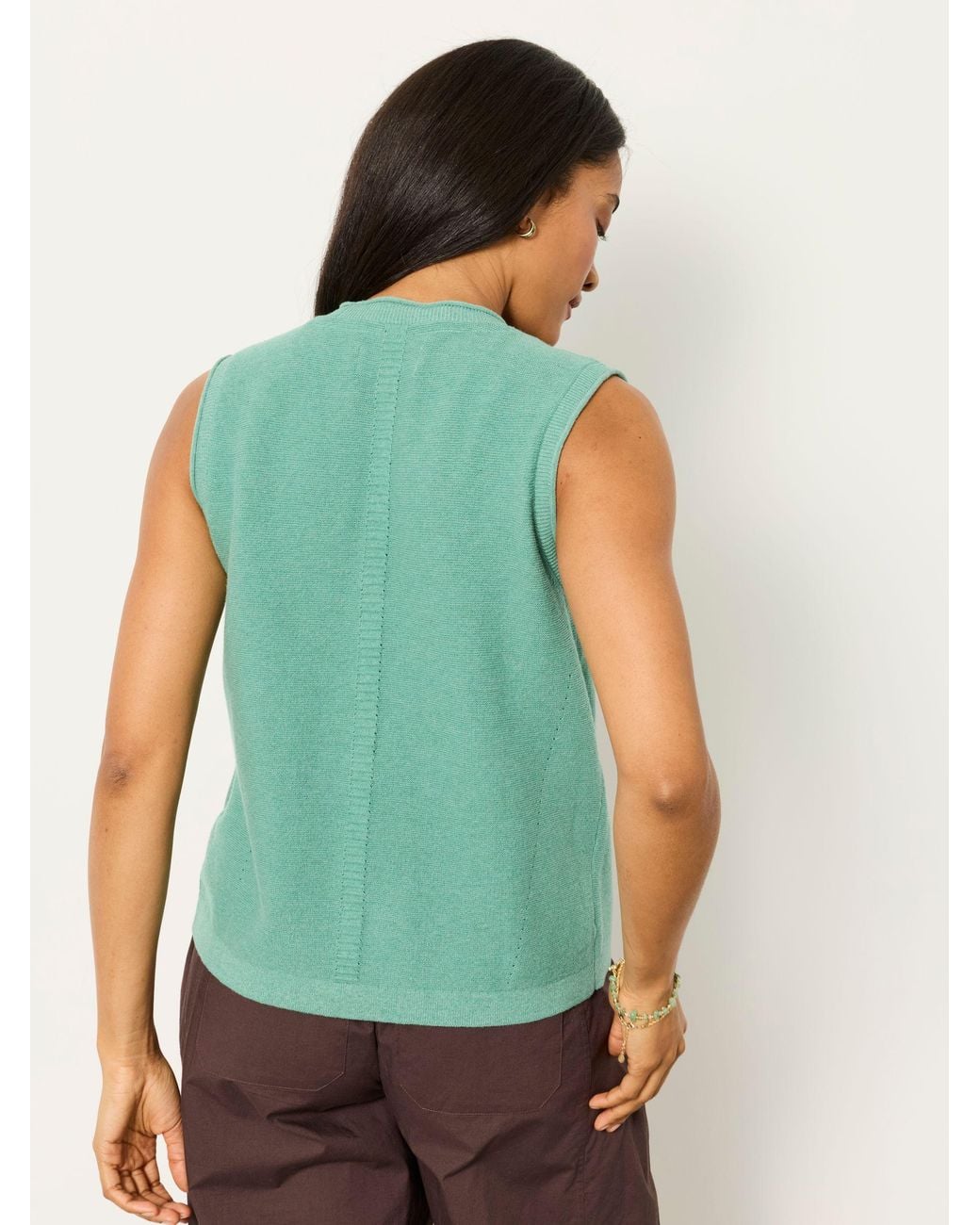 FatFace Green Fia Tie Front Knitted Vest