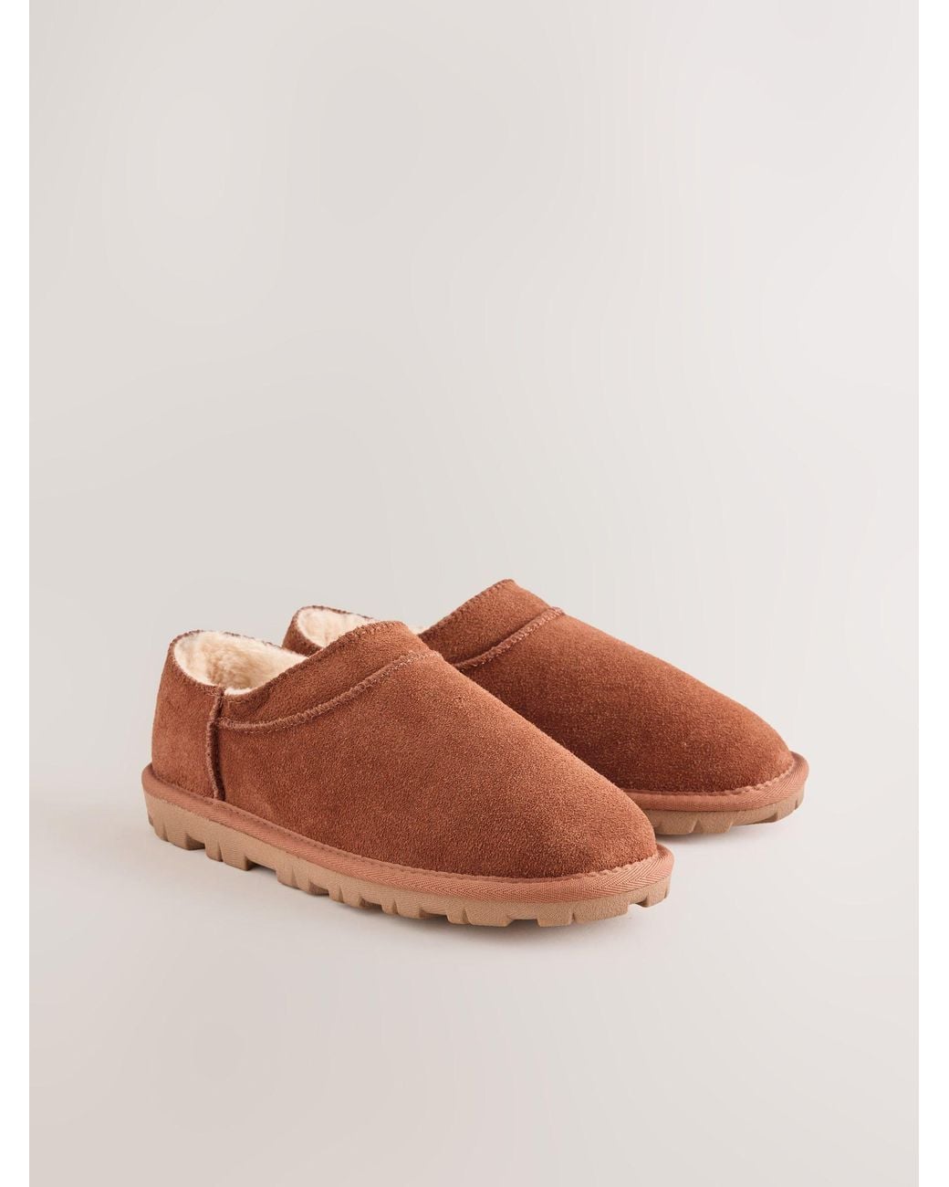 Next White Tan/ Chestnut Suede Mini Boot Slippers