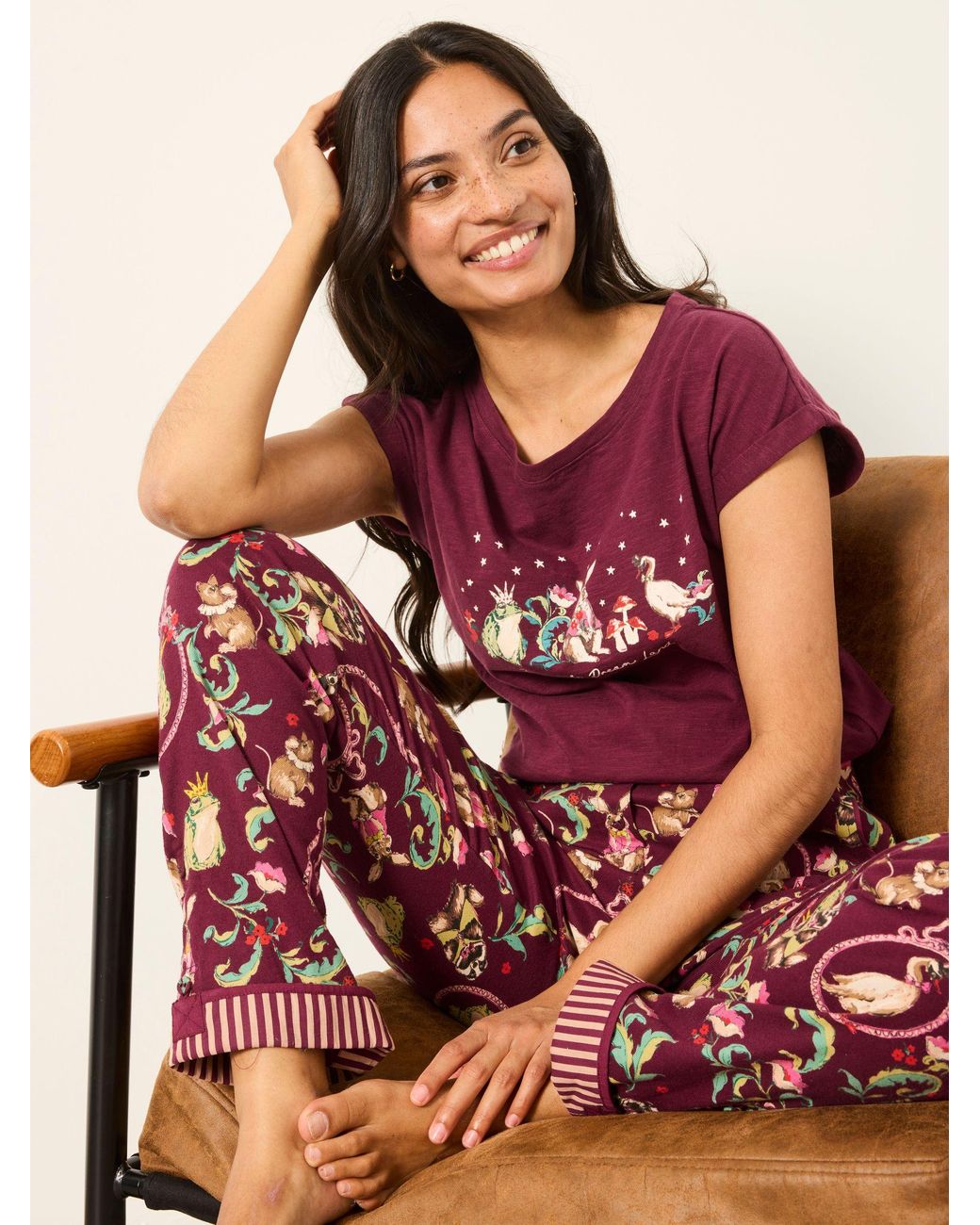 FatFace Pink Eva Fairytale Pyjama Bottoms